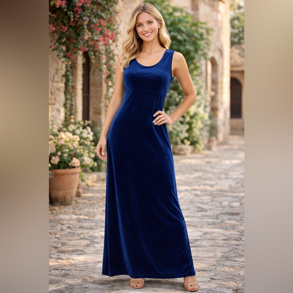 Diane Von Furstenberg Royal Blue Velvet Maxi Dress